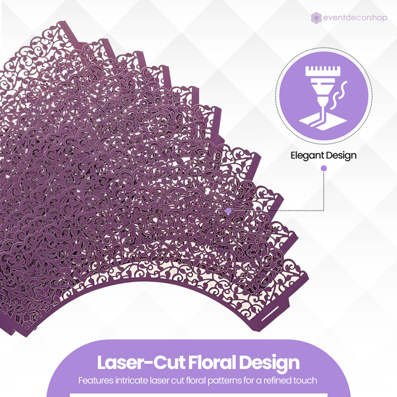 25x Laser Cut Cupcake Wrappers - Purple