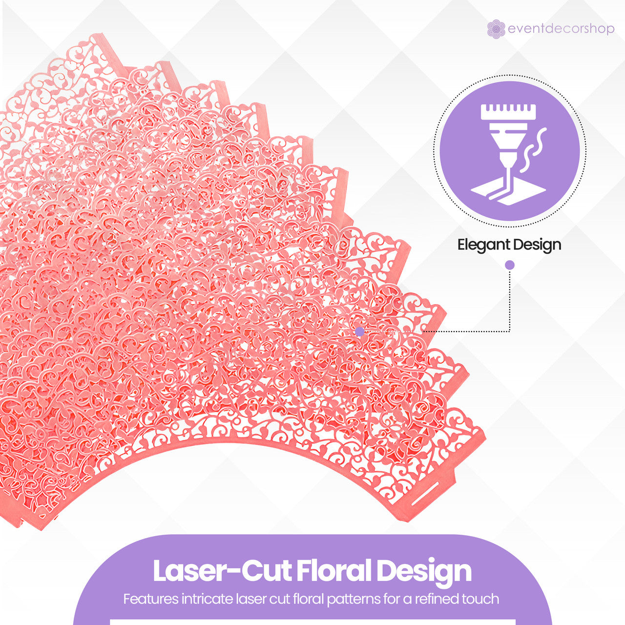 25x Laser Cut Cupcake Wrappers - Pink