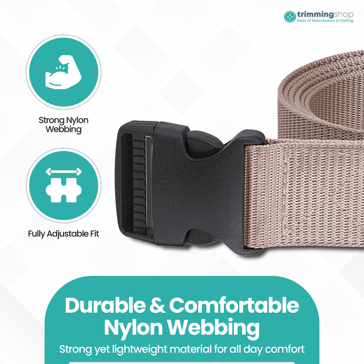Webbing Canvas Belt with Plastic Clip Buckle - Cream