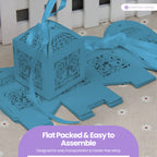 50x Laser Cut Love Heart & Doves Favours Box with Organza Ribbon - Sky Blue
