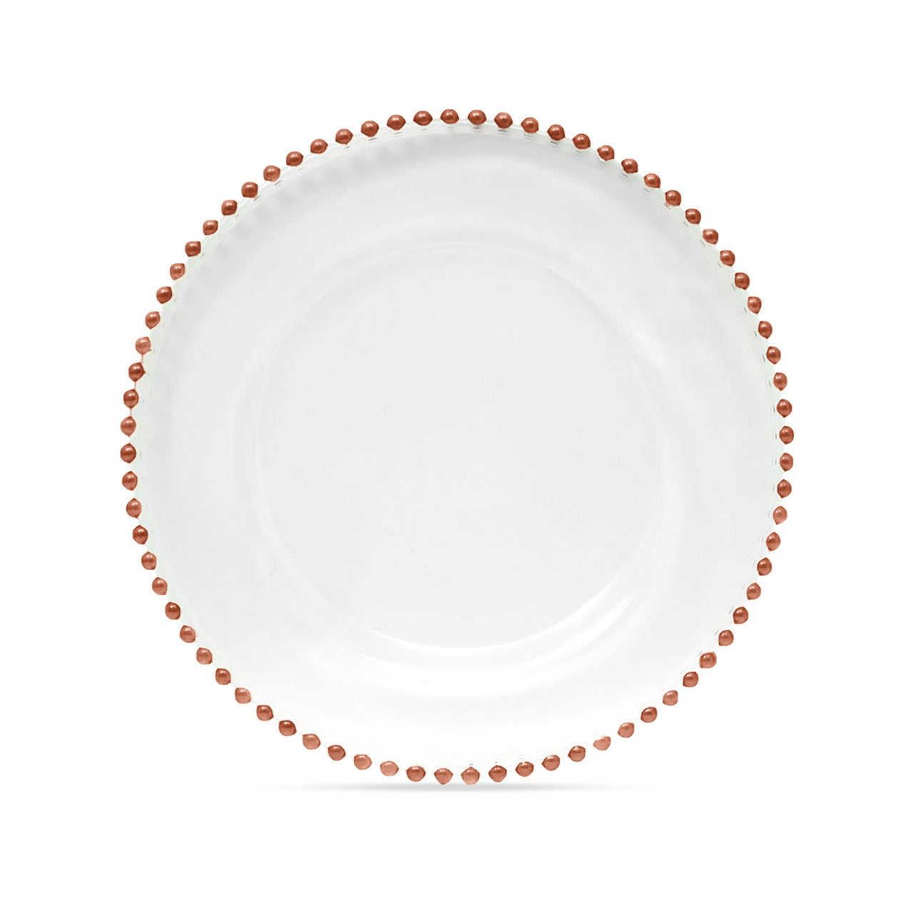 13" Round Charger Plate - Clear with Rose Gold Beads