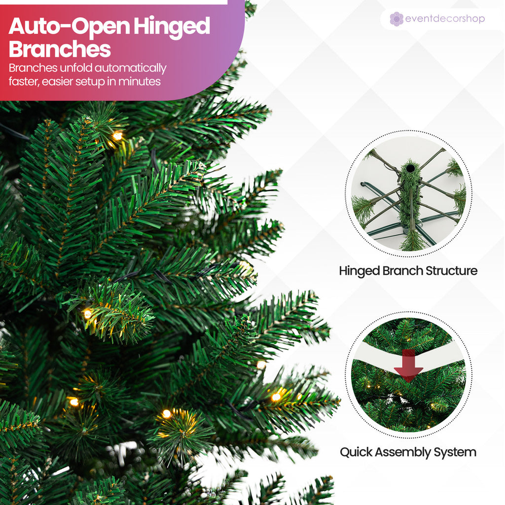 Evergreen Christmas Tree with Warm White Lights - 4ft/5ft/6ft