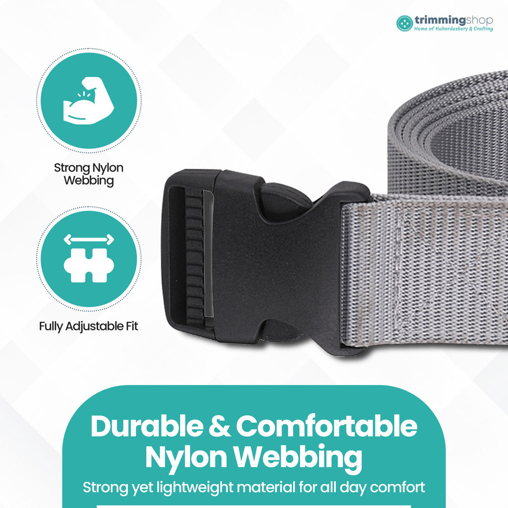 Webbing Canvas Belt with Plastic Clip Buckle - Grey