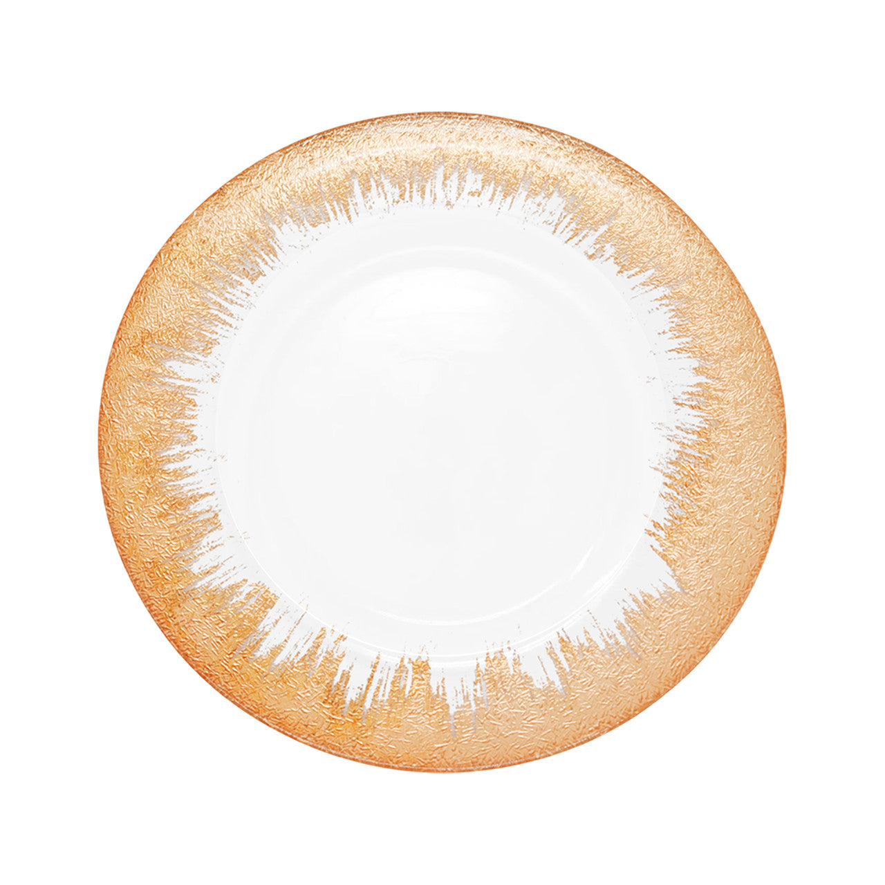 Round Charger Plate - Clear with Copper Textured Trim x 6