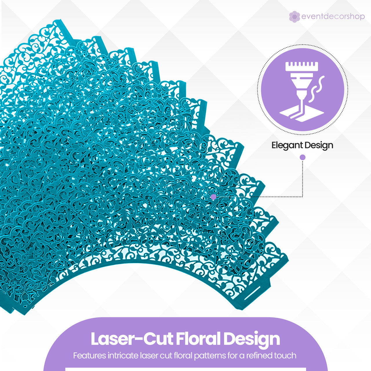 25x Laser Cut Cupcake Wrappers - Blue