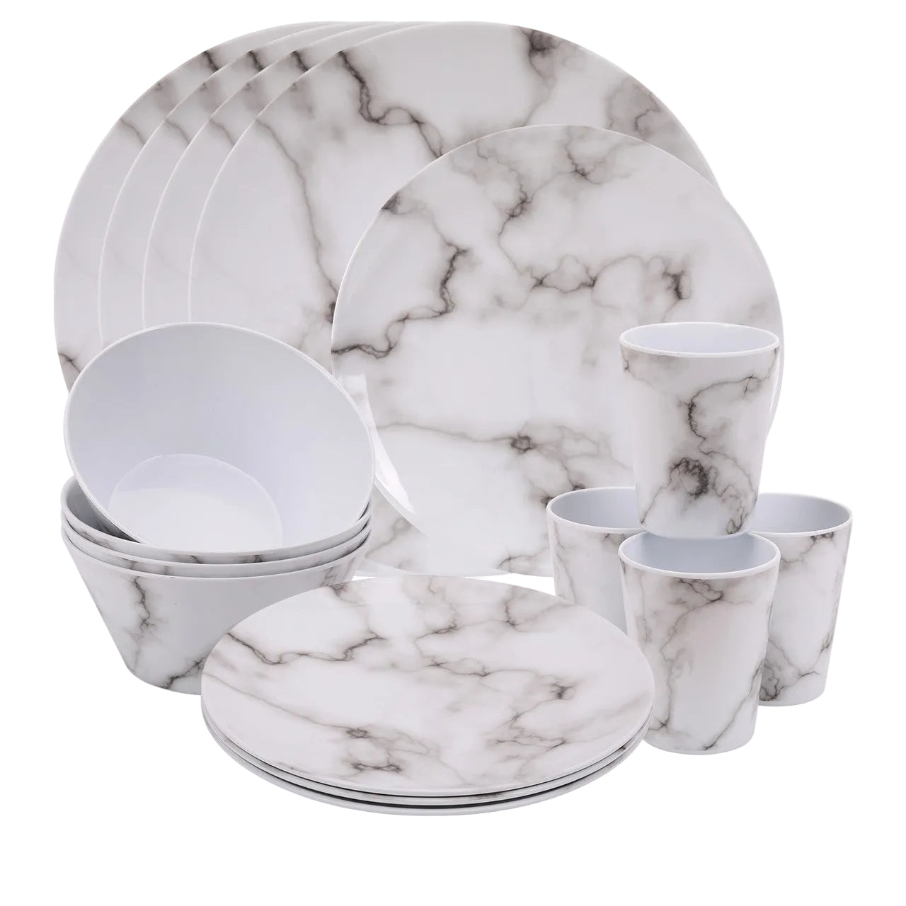 Marble Design Melamine BBQ and Party Set - 16pcs