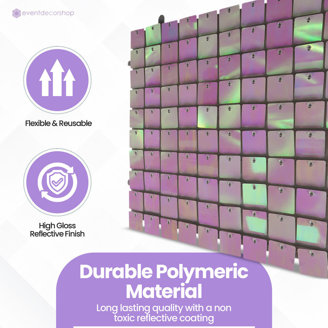 Square Sequin Wall Backdrop Panels - Iridescent