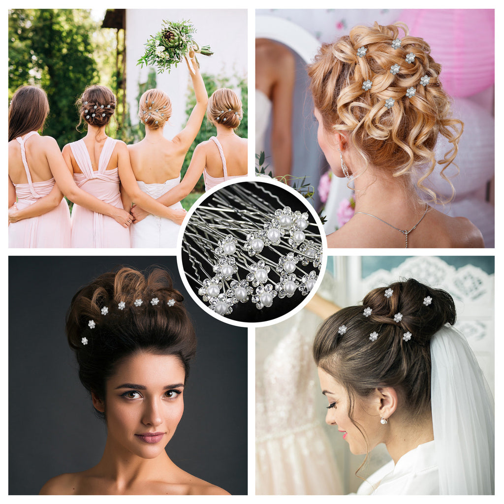Pearl Flower Hair Pins (Small Pearl) - 10pcs