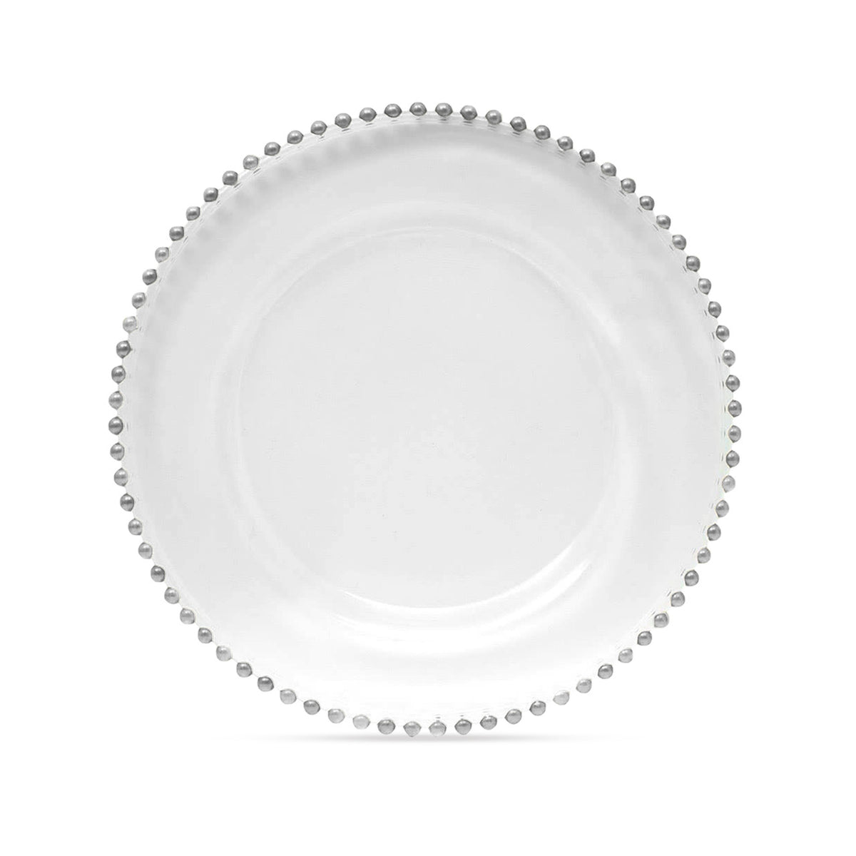 13" Round Charger Plate Clear Beads