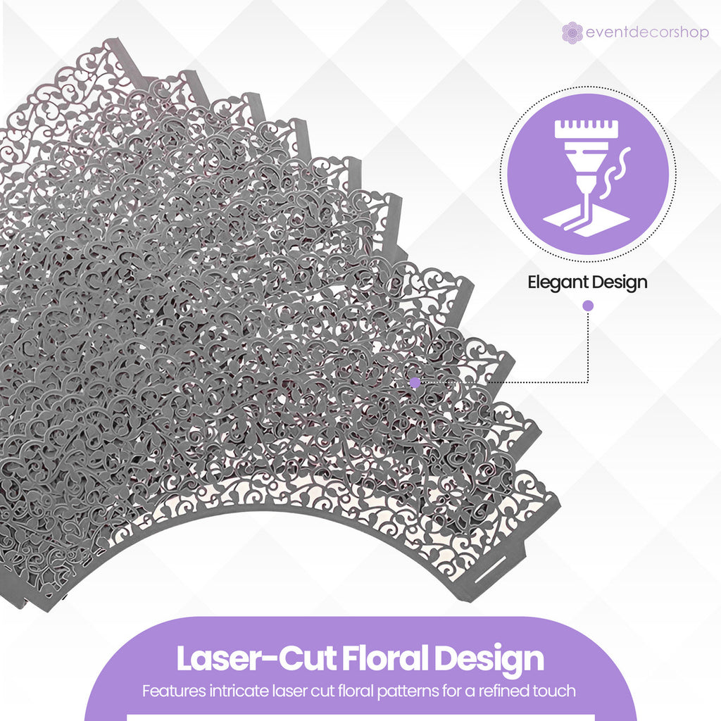 25x Laser Cut Cupcake Wrappers - Silver