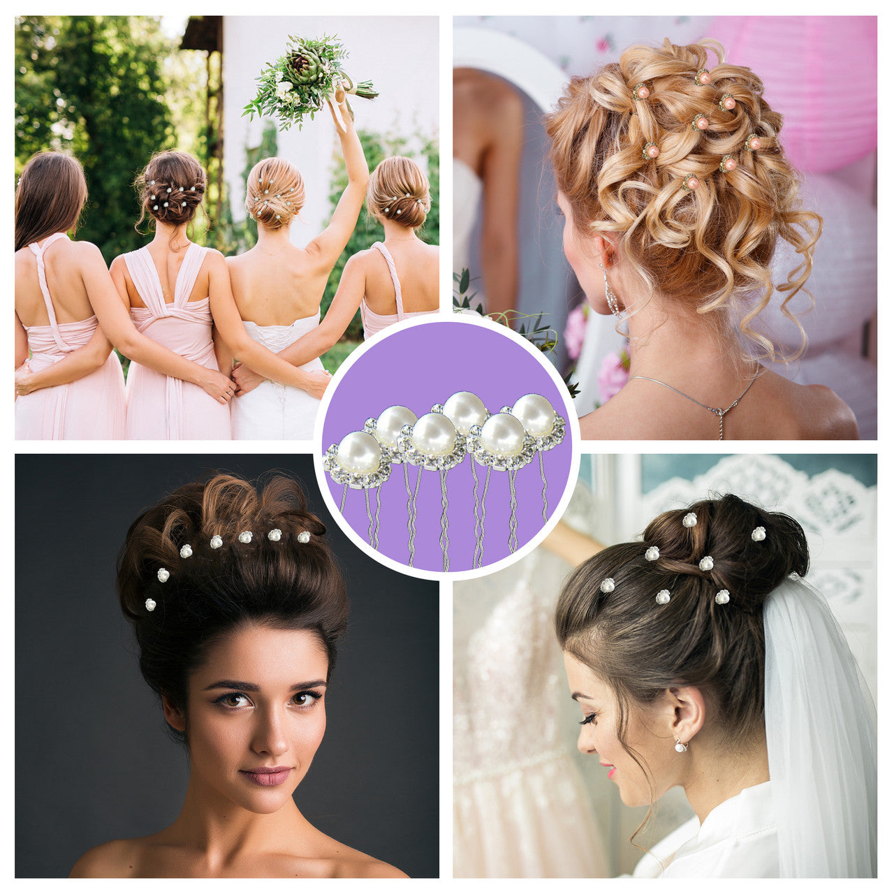 Pearl Flower Hair Pins (10pcs) - White