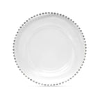 Round Charger Plate - Clear with Silver Beads x 6