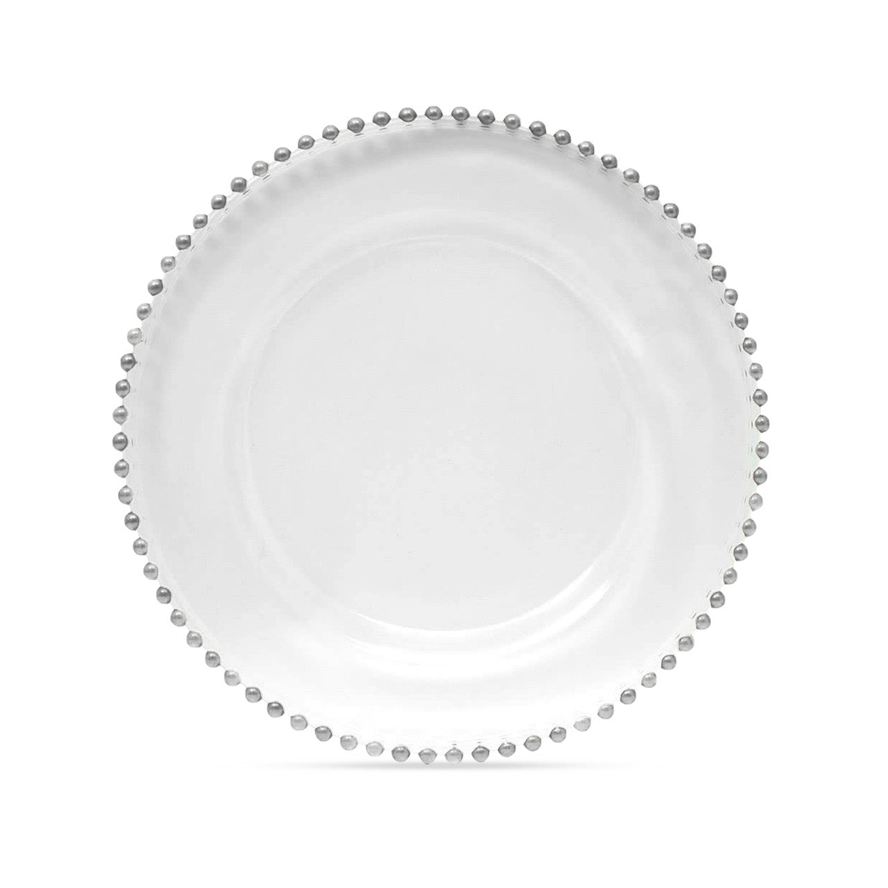 Round Charger Plate - Clear with Silver Beads x 6
