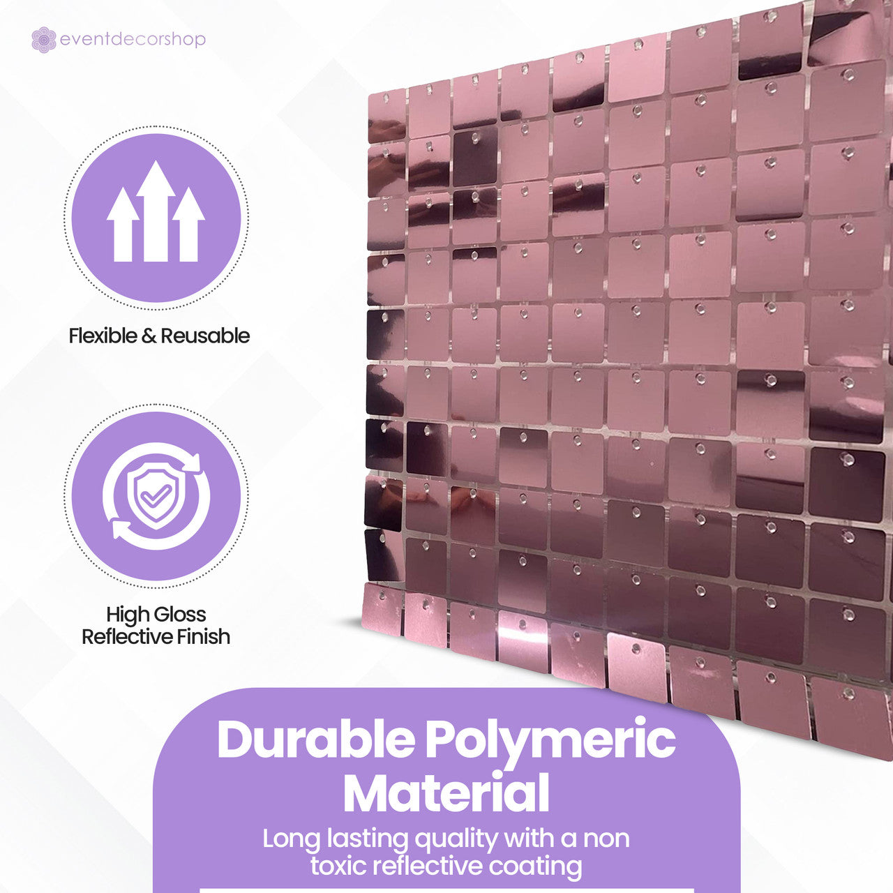 Square Sequin Wall Backdrop Panels - Pink