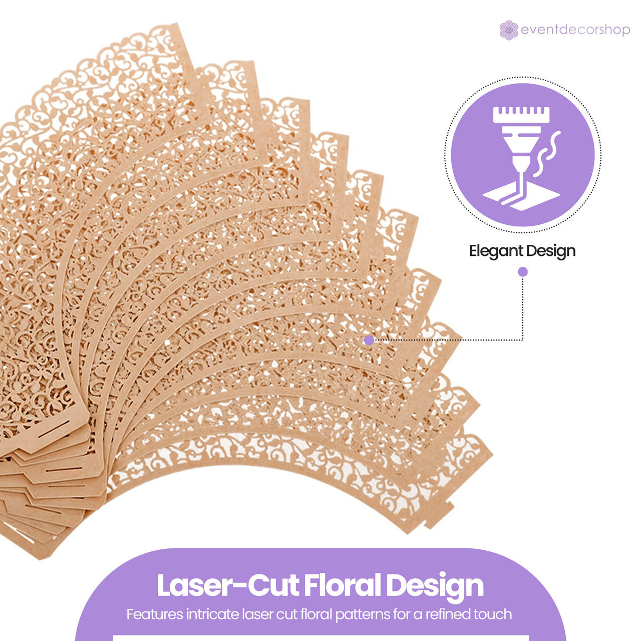 25x Laser Cut Cupcake Wrappers - Ivory