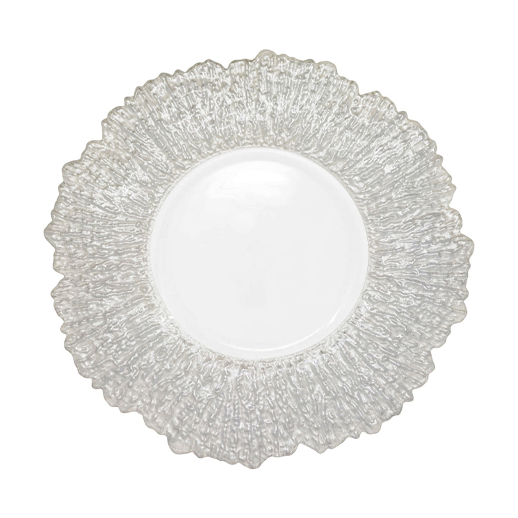 13" Round Charger Plate - Crackled Silver