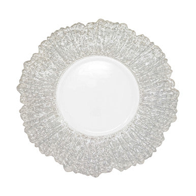 13" Round Charger Plate - Crackled Silver