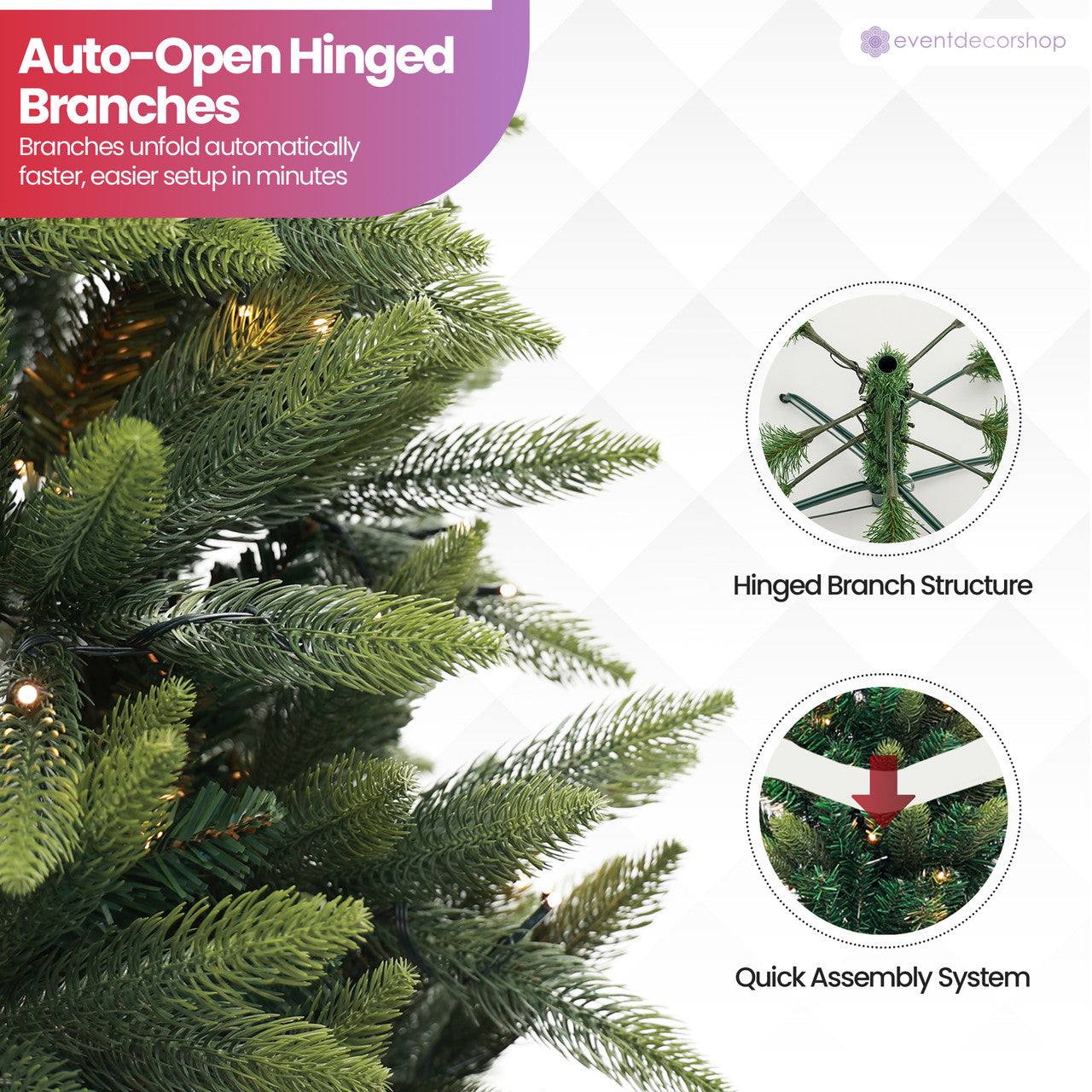 Yuletide Slim Christmas Tree with Warm White Lights - 4ft/5ft/6ft