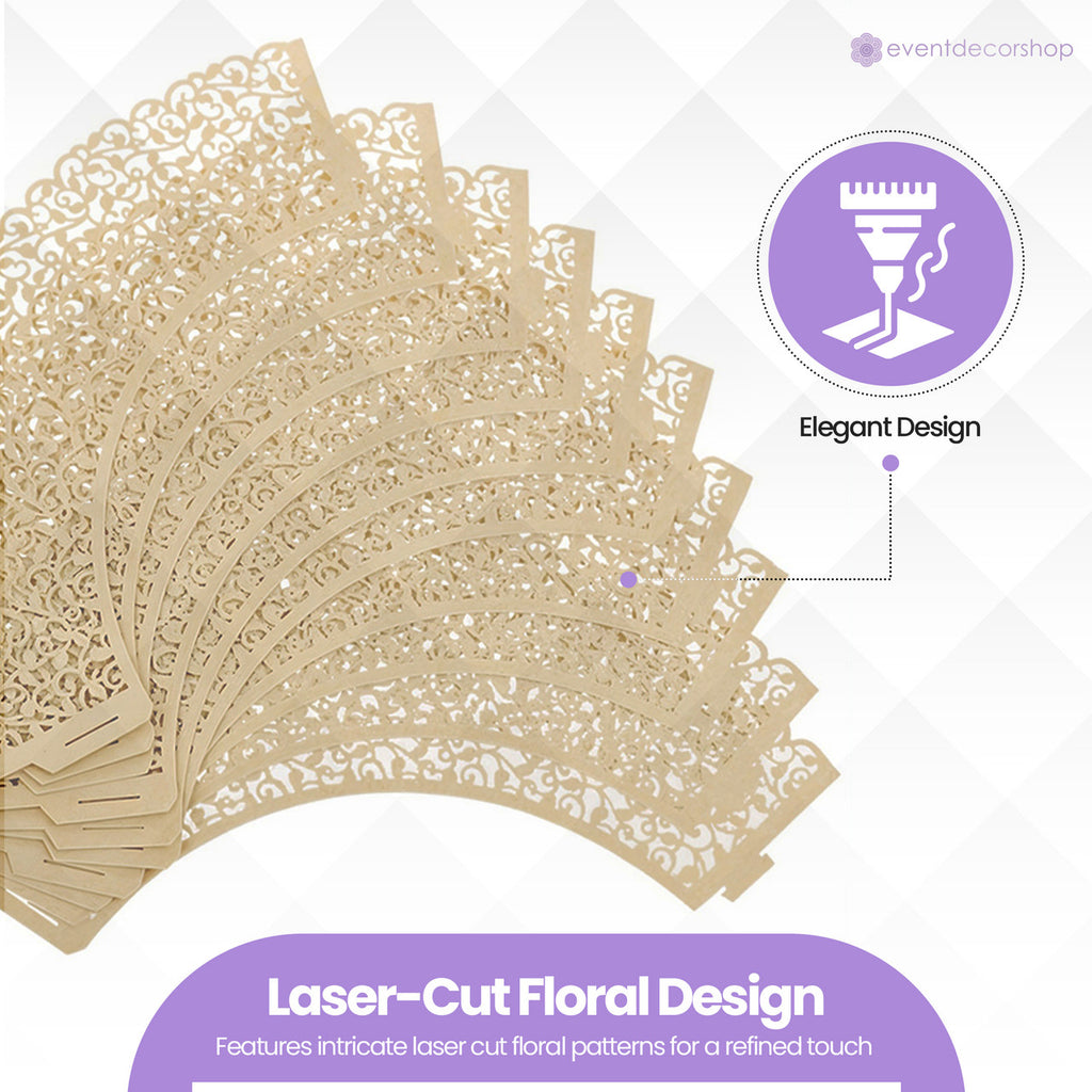 25x Laser Cut Cupcake Wrappers - Beige