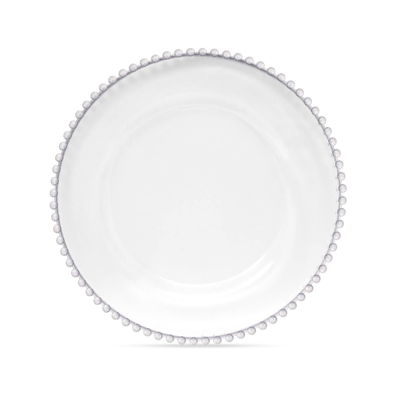 13" Round Charger Plate - Clear with Clear Beads