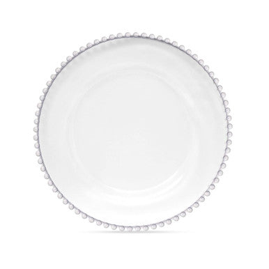 13" Round Charger Plate - Clear with Clear Beads