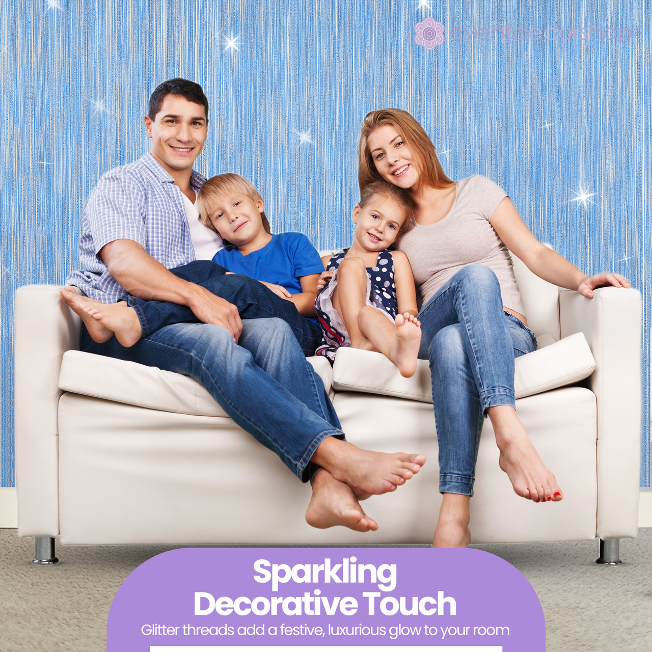 String Curtain Panel - Sky Blue