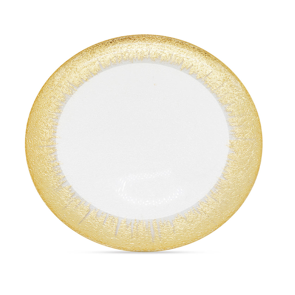 13" Round Charger Plate - Clear with Gold Textured Trim