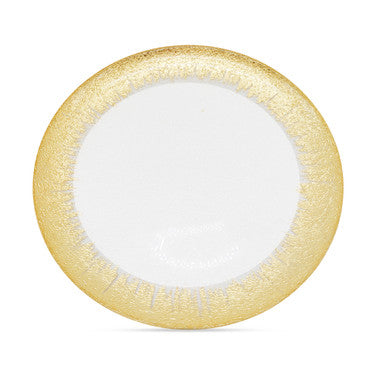 13" Round Charger Plate - Clear with Gold Textured Trim