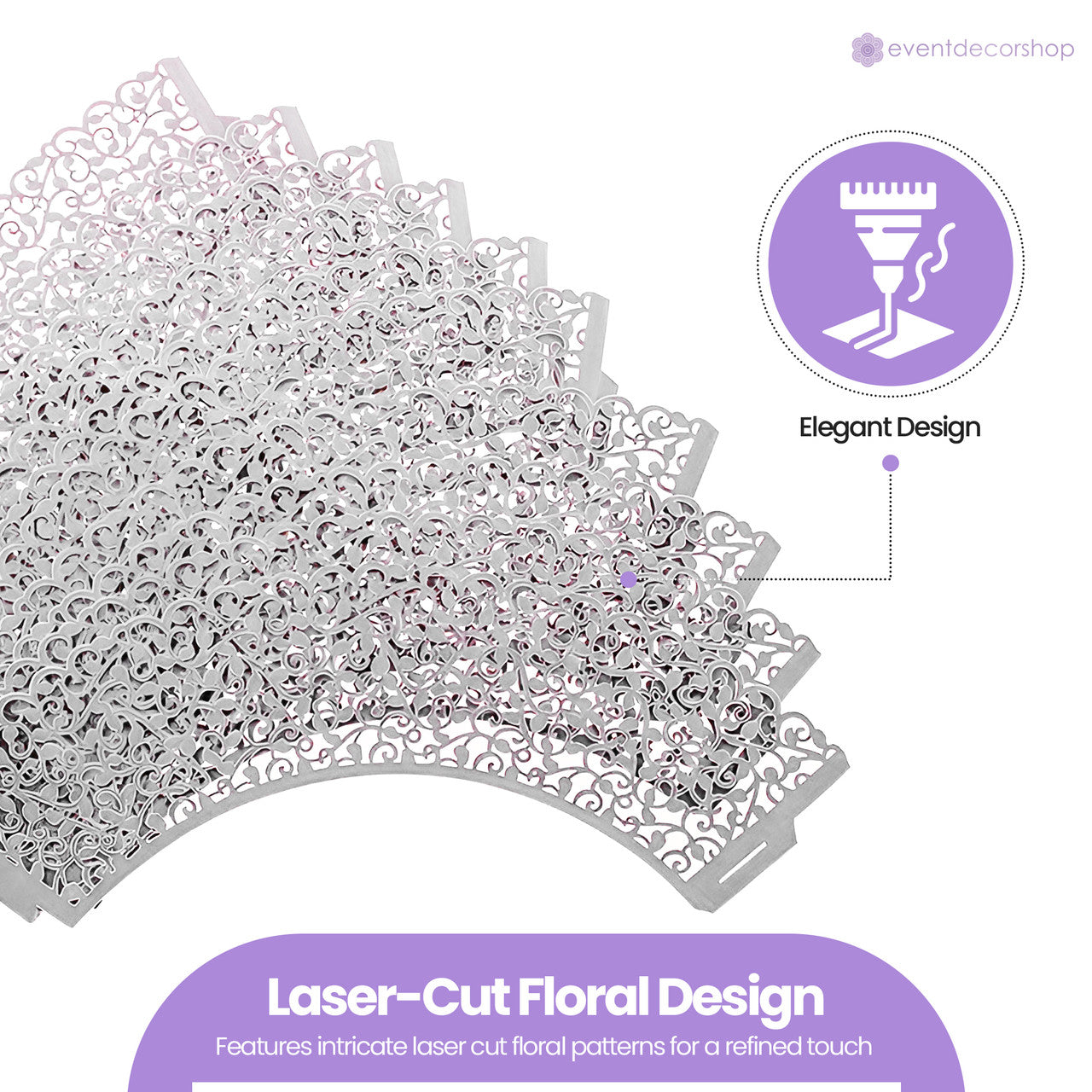25x Laser Cut Cupcake Wrappers - White