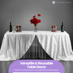 Sequin Rectangle Sparkly Tablecloth - White