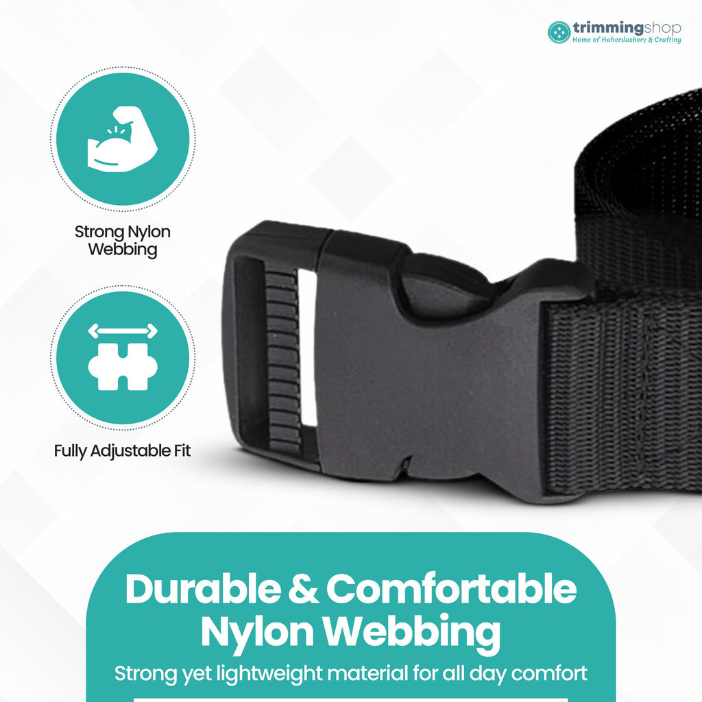 Webbing Canvas Belt with Plastic Clip Buckle - Black