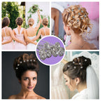 Diamante Flower Design Hair Pins - 10pcs