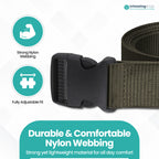 Webbing Canvas Belt with Plastic Clip Buckle - Green