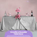 Sequin Rectangle Sparkly Tablecloth - Silver