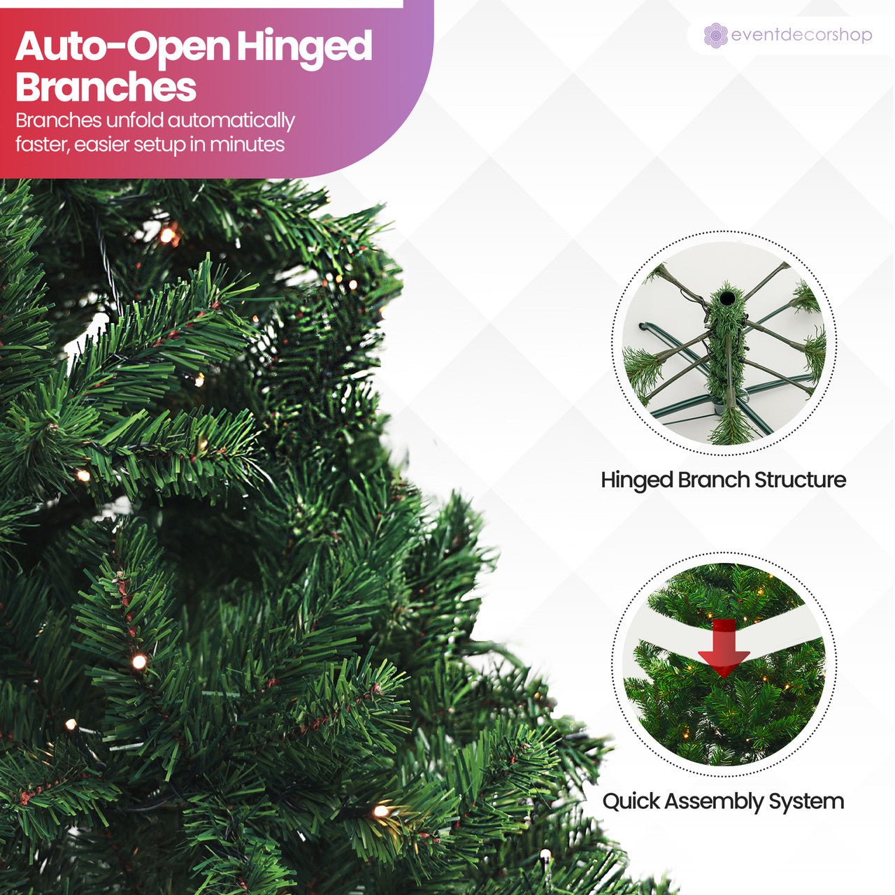Alpine Christmas Tree with Warm White Lights - 4ft/5ft/6ft
