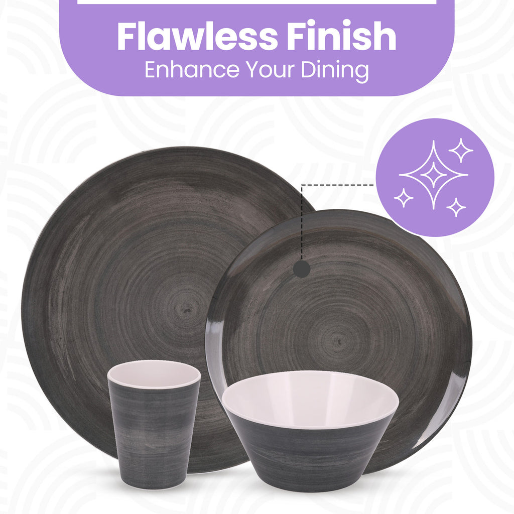 Grey Swirl Design Melamine BBQ and Party Set - 16pcs