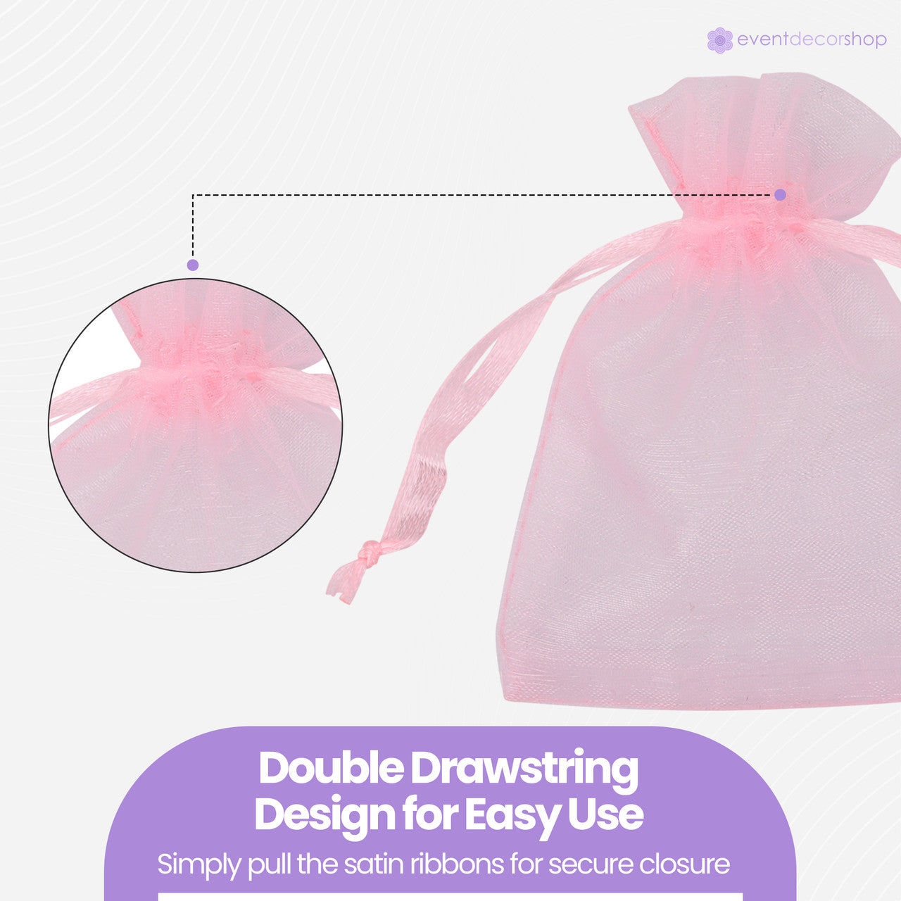 Organza Bags - 7cm x 9cm - 100pcs - Pink