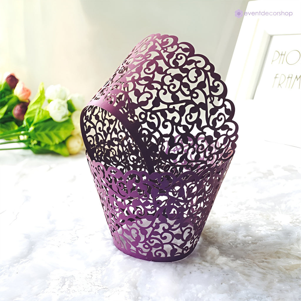 25x Laser Cut Cupcake Wrappers - Purple