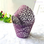 25x Laser Cut Cupcake Wrappers - Purple
