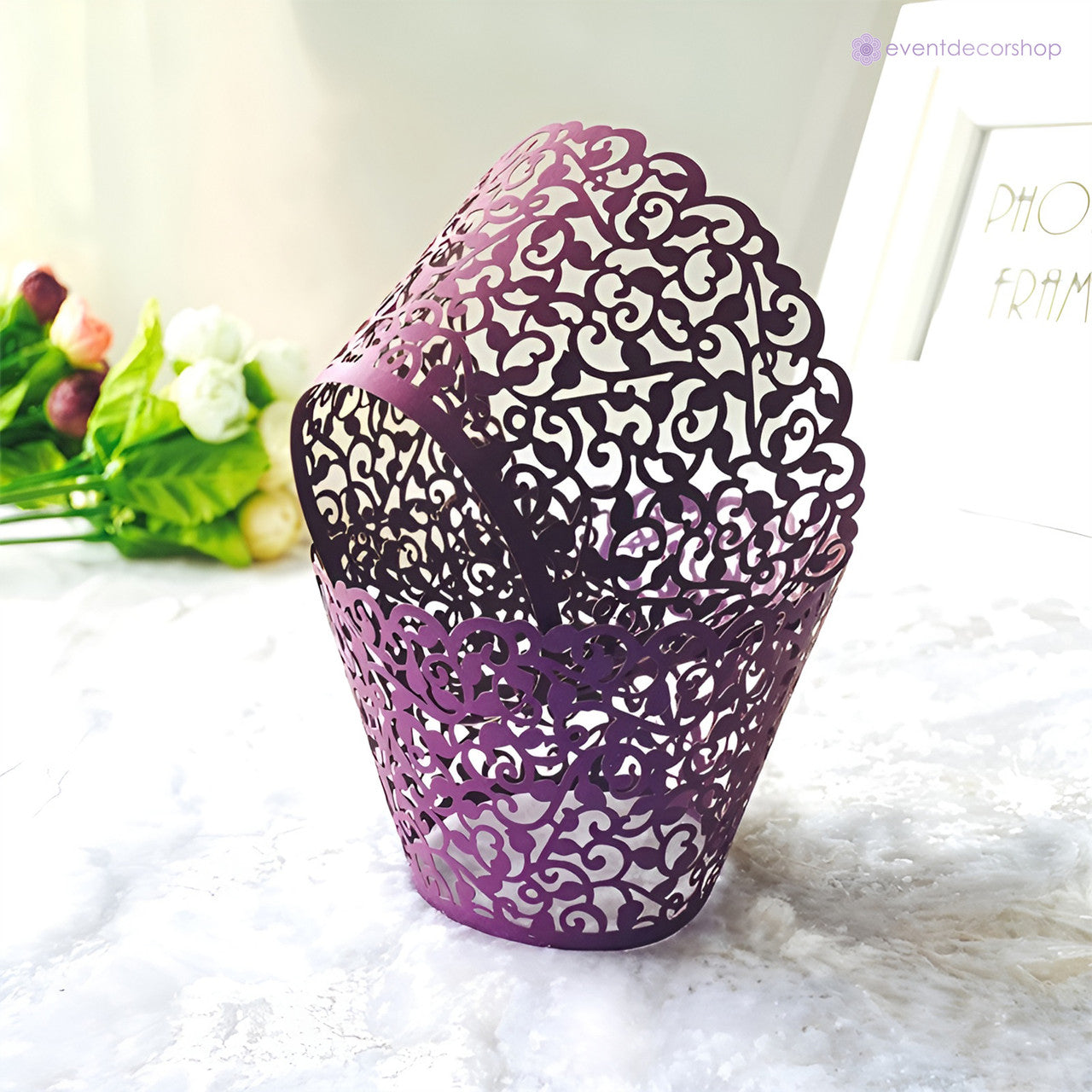 25x Laser Cut Cupcake Wrappers - Purple