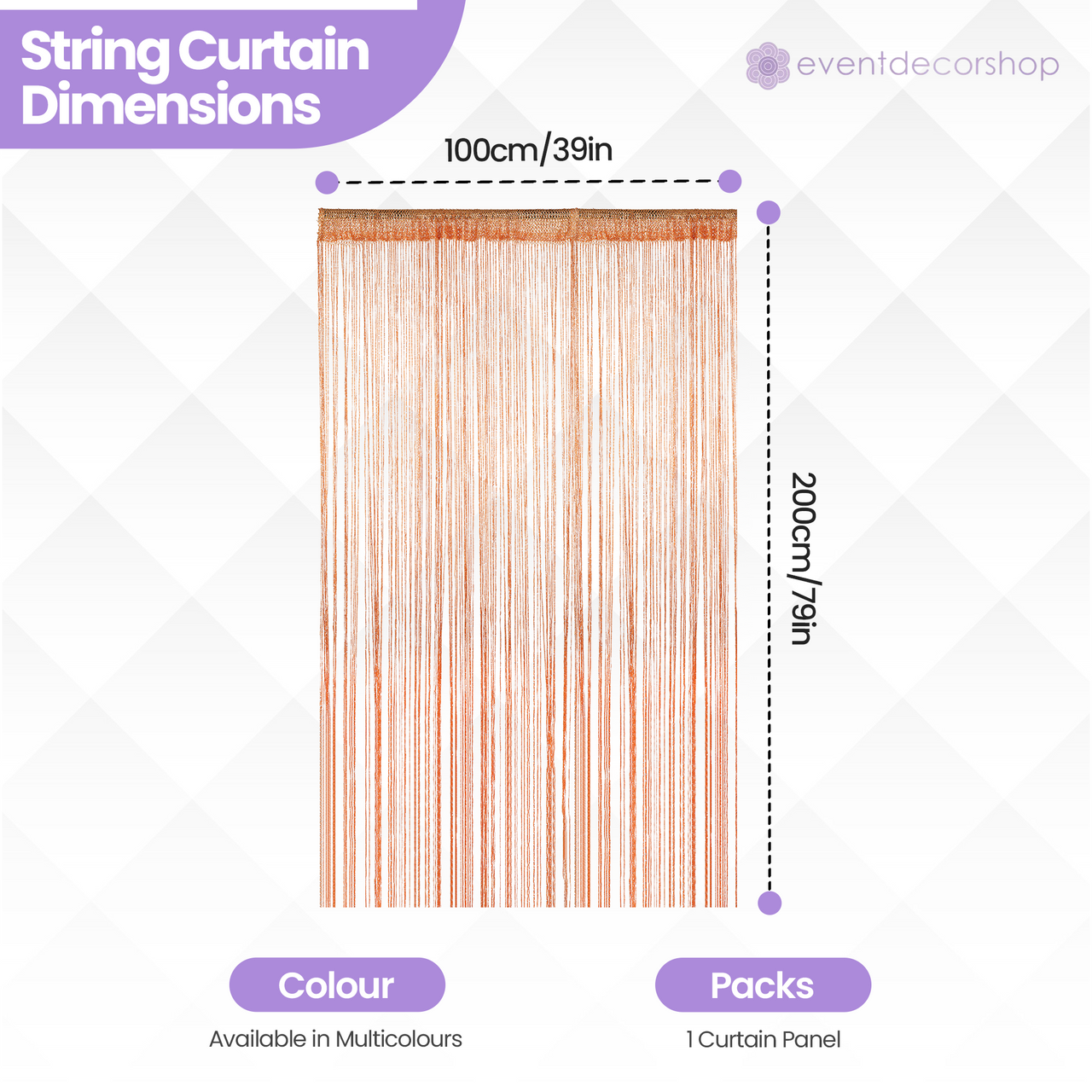 String Curtain Panel - Orange