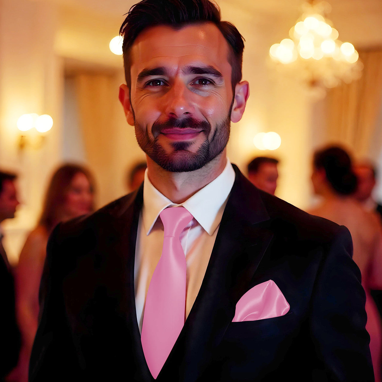 Rose Pink Tie and Handkerchief