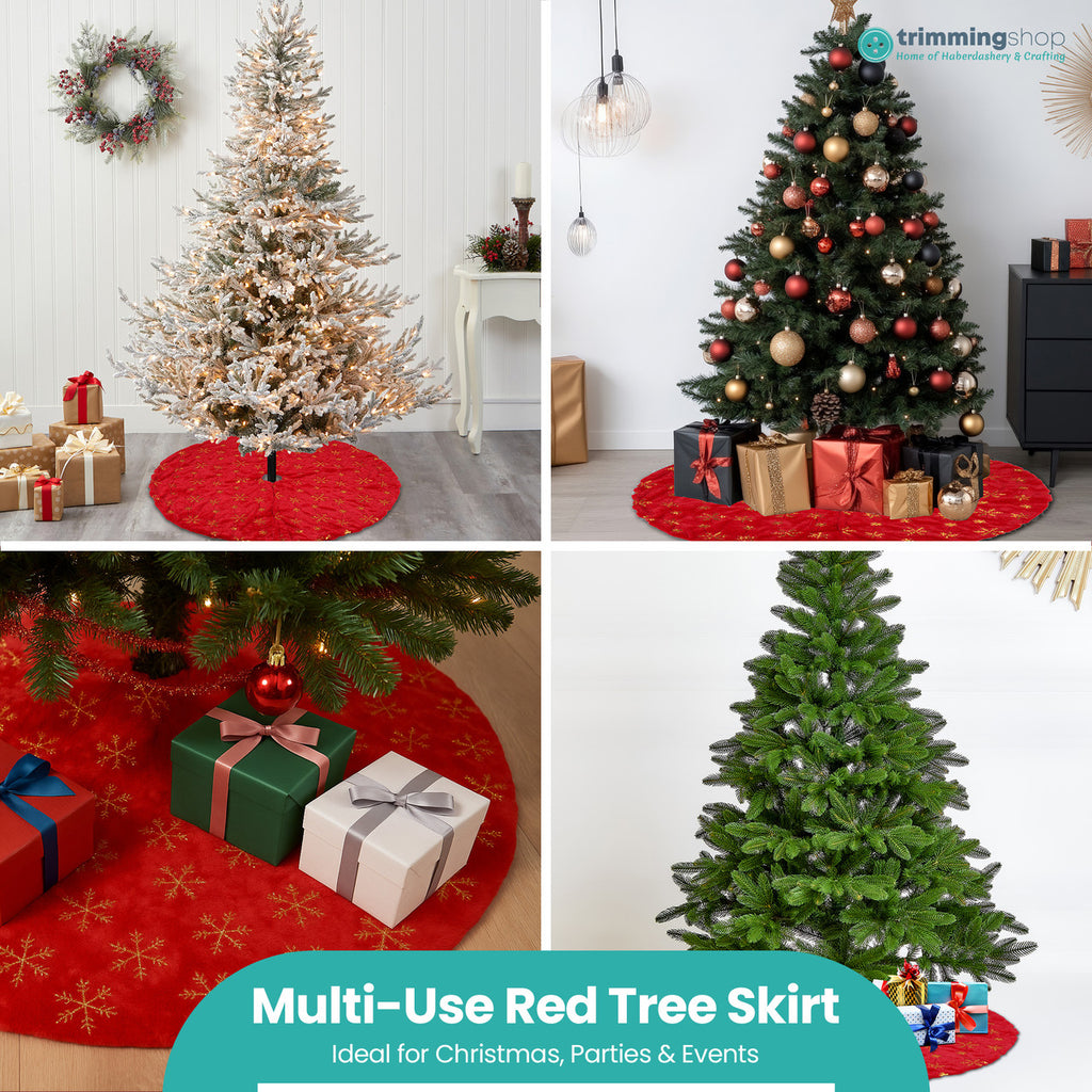 Snowflake Design Velvet Christmas Tree Skirt – 1M