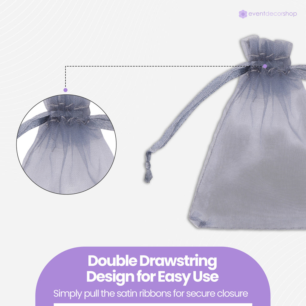 Organza Bags - 7cm x 9cm - 100pcs - Grey