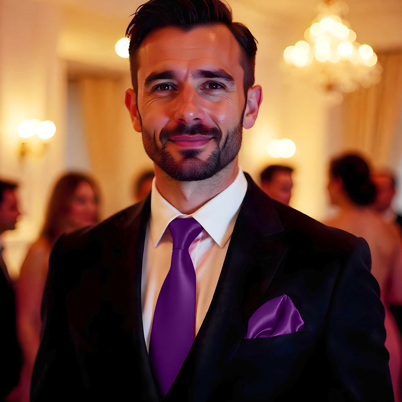 Purple Tie and Handkerchief