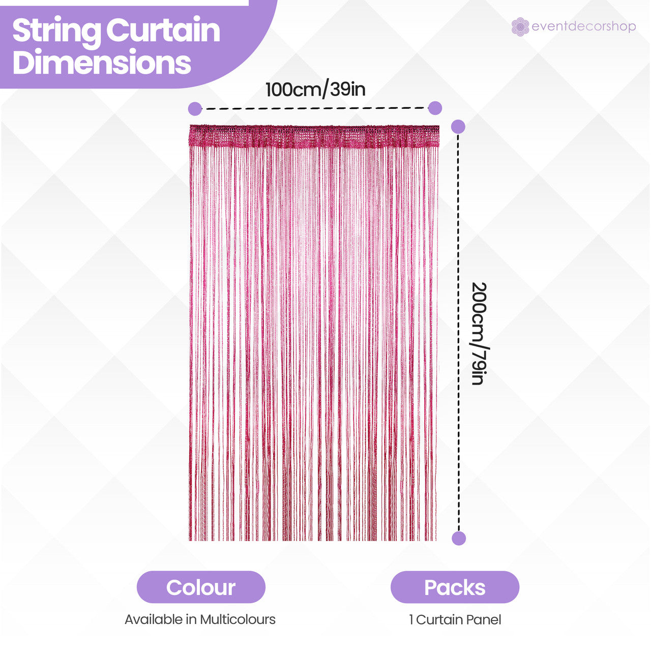 String Curtain Panel - Hot Pink