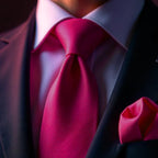 Hot Pink Tie and Handkerchief