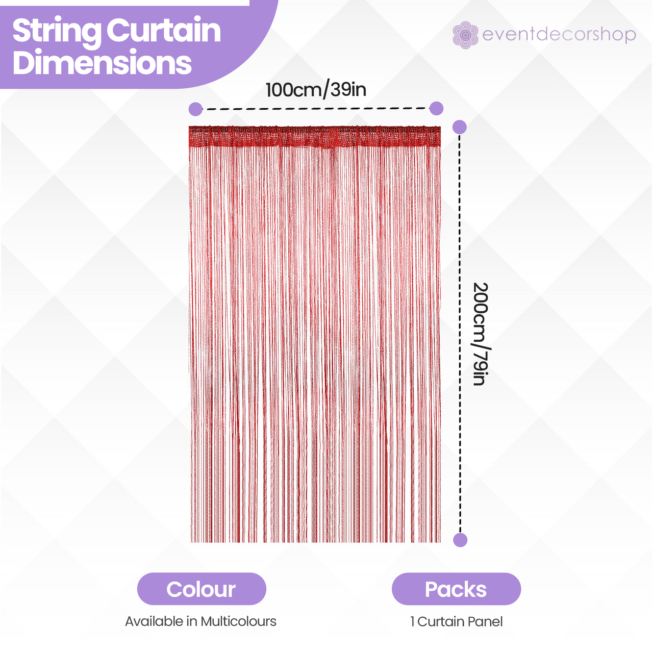 String Curtain Panel - Red