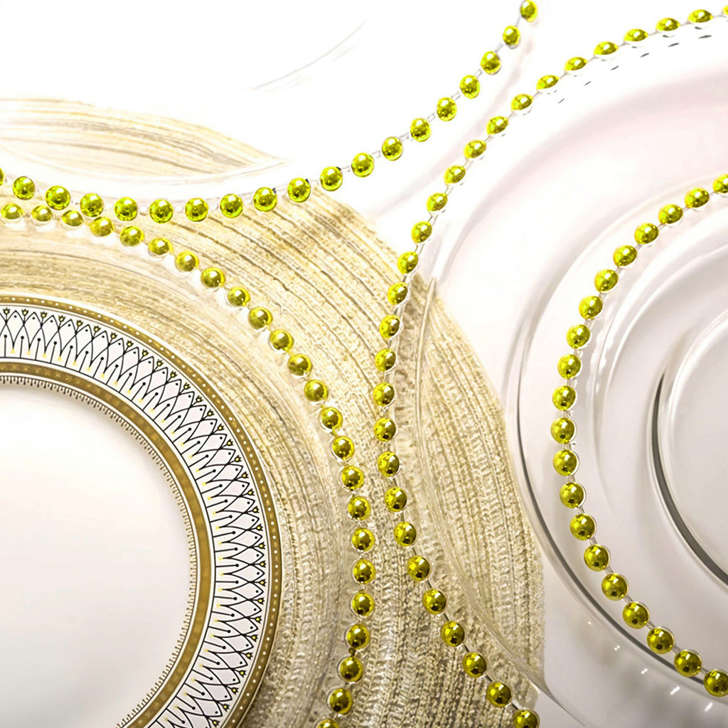 13" Acrylic Charger Plate - Clear With Gold Beads