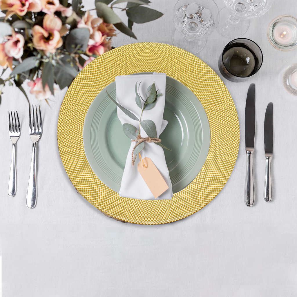 13" Round Charger Plate - Checkered Gold